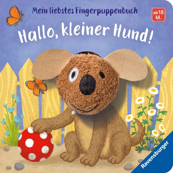Buchcover und Innenansicht für das Buch: Mein liebstes Fingerpuppenbuch: Hallo, kleiner Hund!