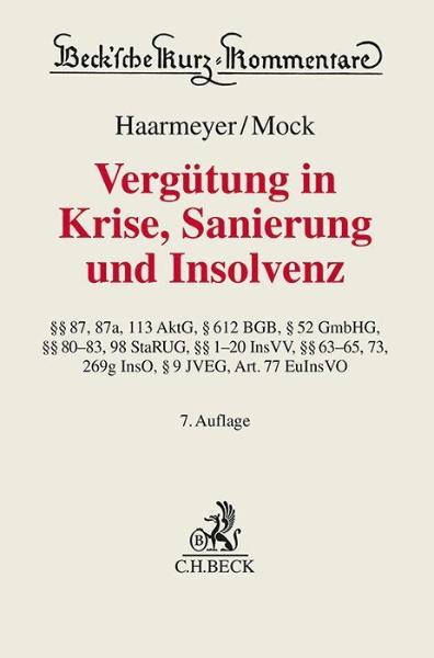 Buchcover und Innenansicht für das Buch: Vergütung in Krise, Sanierung und Insolvenz