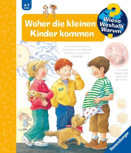 Buchcover und Innenansicht für das Buch: Wieso? Weshalb? Warum?, Band 13: Woher die kleinen Kinder kommen