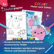 Buchcover und Innenansicht für das Buch: CreArt Malen nach Zahlen ab 5 - Zauberpapier: Kawaii Süße Freunde