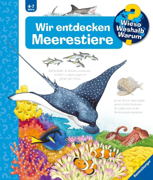 Buchcover und Innenansicht für das Buch: Wieso? Weshalb? Warum?, Band 27: Wir entdecken Meerestiere