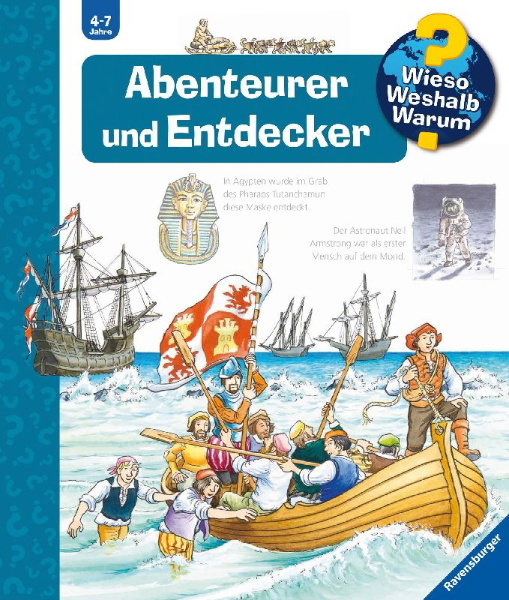 Buchcover und Innenansicht für das Buch: Wieso? Weshalb? Warum?, Band 70: Abenteurer und Entdecker
