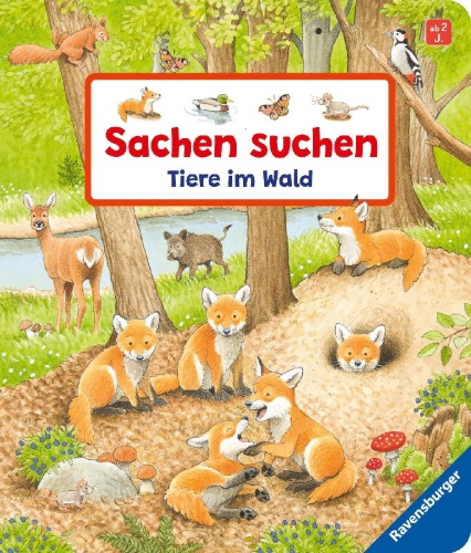 Buchcover und Innenansicht für das Buch: Sachen suchen: Tiere im Wald