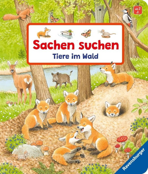 Buchcover und Innenansicht für das Buch: Sachen suchen: Tiere im Wald