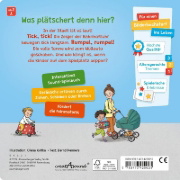 Buchcover und Innenansicht für das Buch: Spielen, hören, staunen - Stadt