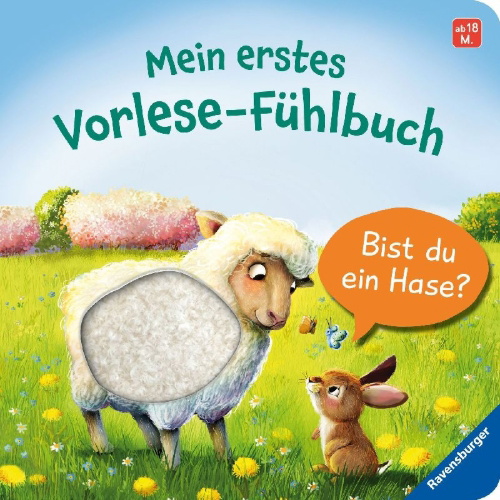 Buchcover und Innenansicht für das Buch: Mein erstes Vorlese-Fühlbuch: Bist du ein Hase?