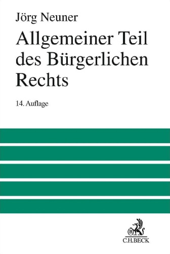 Buchcover und Innenansicht für das Buch: Allgemeiner Teil des Bürgerlichen Rechts