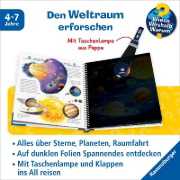 Buchcover und Innenansicht für das Buch: Wieso? Weshalb? Warum? Leuchte und entdecke - Weltraum