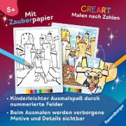 Buchcover und Innenansicht für das Buch: CreArt Malen nach Zahlen ab 5 Zauberpapier - Abenteuer