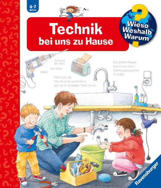 Buchcover und Innenansicht für das Buch: Wieso? Weshalb? Warum?, Band 24: Technik bei uns zu Hause