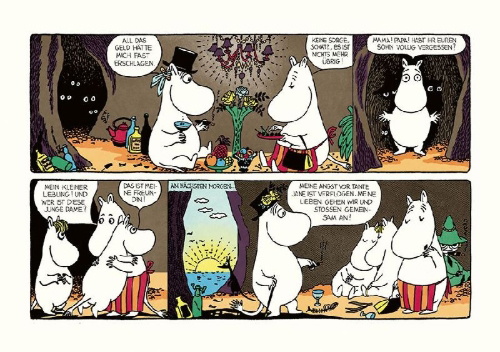 Buchcover und Innenansicht für das Buch: Mumins Familienleben