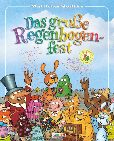 Buchcover und Innenansicht für das Buch: Nulli & Priesemut: Das große Regenbogenfest