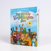 Buchcover und Innenansicht für das Buch: Nulli & Priesemut: Das große Regenbogenfest