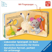 Buchcover und Innenansicht für das Buch: Mein liebstes Fingerpuppenbuch: Hallo, kleine Maus!