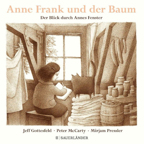 Buchcover und Innenansicht für das Buch: The Tree in the Courtyard. Looking Through Anne Frank's Window