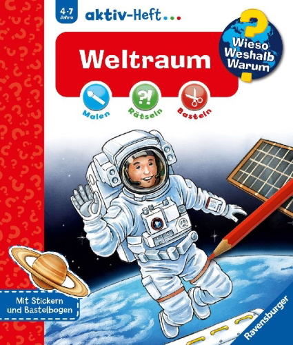Buchcover und Innenansicht für das Buch: Wieso? Weshalb? Warum? aktiv-Heft: Weltraum
