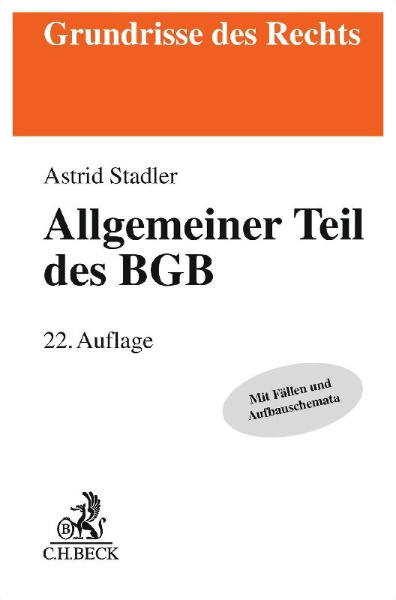 Buchcover und Innenansicht für das Buch: Allgemeiner Teil des BGB