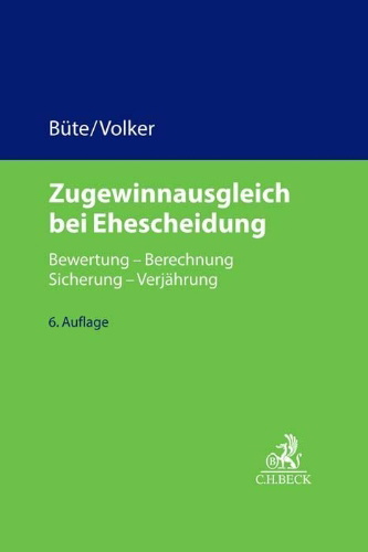 Buchcover und Innenansicht für das Buch: Büte, D: Zugewinnausgleich bei Ehescheidung