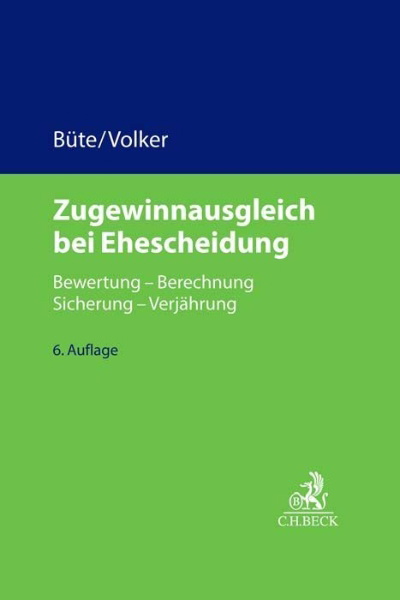 Buchcover und Innenansicht für das Buch: Büte, D: Zugewinnausgleich bei Ehescheidung
