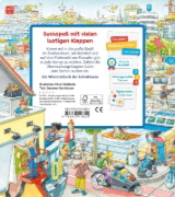 Buchcover und Innenansicht für das Buch: Mein Sachen suchen Wimmelbuch: In der Stadt