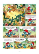 Buchcover und Innenansicht für das Buch: Die Schlümpfe und das verlorene Dorf. Band 5