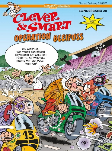 Buchcover und Innenansicht für das Buch: Mortadelo y Filemón. ¡Broommm!