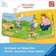 Buchcover und Innenansicht für das Buch: ministeps: Mein erstes Magnetbuch: Wer baut was? Bei mir zu Hause