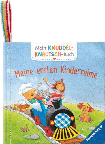 Buchcover und Innenansicht für das Buch: Mein Knuddel-Knautsch-Buch: Alle meine Kinderreime; weiches Stoffbuch, waschbares Badebuch, Babyspielzeug ab 6 Monate