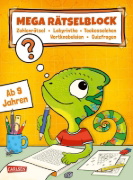 Buchcover und Innenansicht für das Buch: Rätseln für Kinder ab 9: Mega Rätselblock - Zahlenrätsel, Labyrinthe, Teekesselchen, Wortknobeleien, Quizfragen