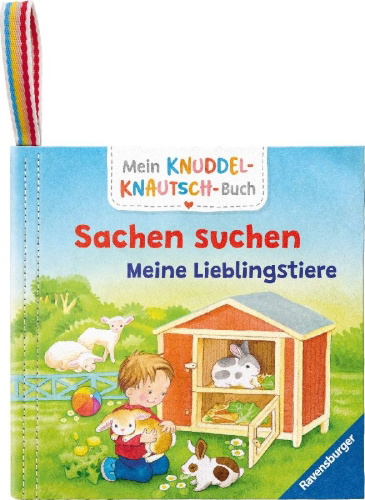 Buchcover und Innenansicht für das Buch: Mein Knuddel-Knautsch-Buch - Sachen suchen. Meine Lieblingstiere