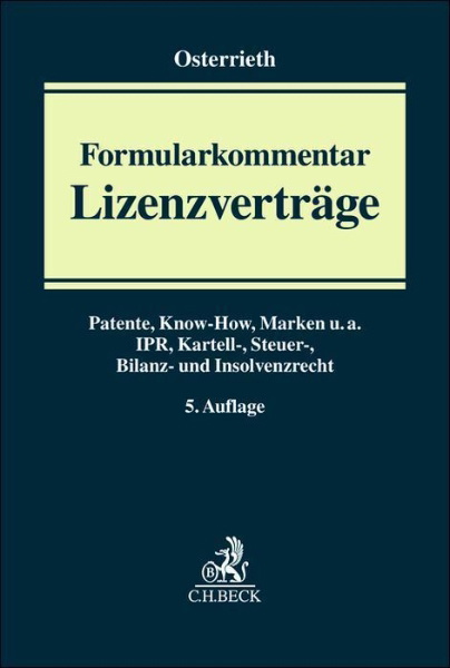 Buchcover und Innenansicht für das Buch: Formularkommentar Lizenzverträge