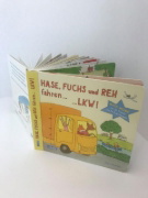 Buchcover und Innenansicht für das Buch: Hase, Fuchs und Reh fahren ... LKW!