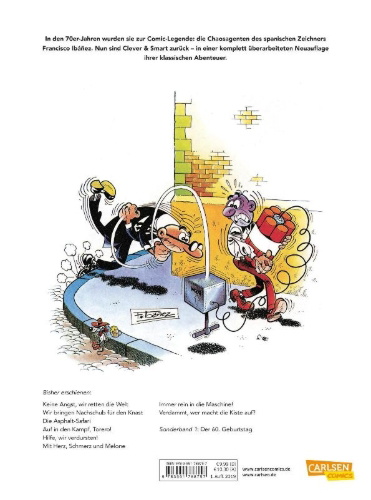Buchcover und Innenansicht für das Buch: Mortadelo y Filemon: La caja de diez cerrojos