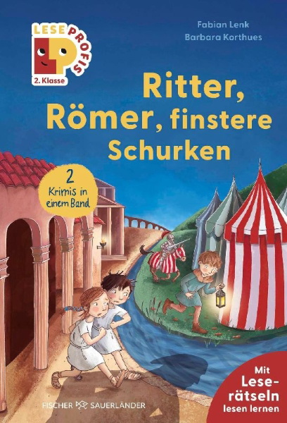 Buchcover und Innenansicht für das Buch: Leseprofis - Ritter, Römer, finstere Schurken, 2. Klasse (Doppelband)
