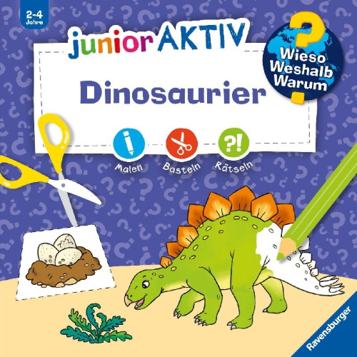 Buchcover und Innenansicht für das Buch: Wieso? Weshalb? Warum? junior AKTIV - Dinosaurier