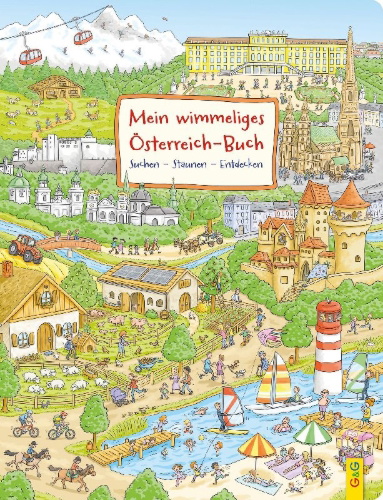 Buchcover und Innenansicht für das Buch: Mein wimmeliges Österreich-Buch