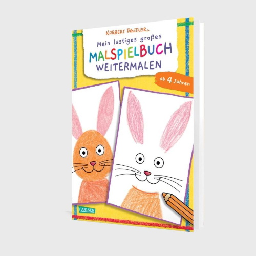 Buchcover und Innenansicht für das Buch: Mein lustiges großes Malspielbuch: Weitermalen (ab 4 Jahren)