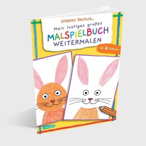 Buchcover und Innenansicht für das Buch: Mein lustiges großes Malspielbuch: Weitermalen (ab 4 Jahren)