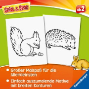 Buchcover und Innenansicht für das Buch: Spiel & Spaß - Mein allererster Malblock: Tiere