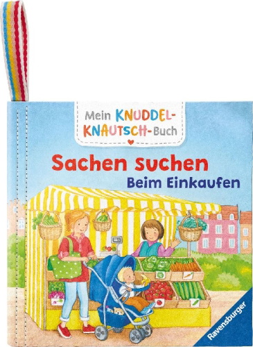 Buchcover und Innenansicht für das Buch: Mein Knuddel-Knautsch-Buch - Sachen suchen. Beim Einkaufen