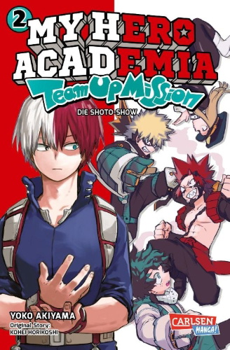 Buchcover und Innenansicht für das Buch: Boku no Hero Academia: Team Up Mission