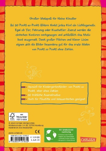 Buchcover und Innenansicht für das Buch: Mein dicker Kindergarten-Malblock: Punkt zu Punkt