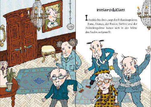 Buchcover und Innenansicht für das Buch: LasseMajas Detektivbyrå. Slottsmysteriet