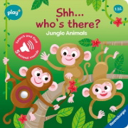 Buchcover und Innenansicht für das Buch: Play+ Shh ... who's there? Jungle Animals