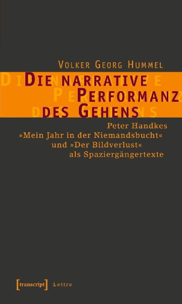Buchcover und Innenansicht für das Buch: Die narrative Performanz des Gehens