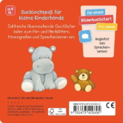Buchcover und Innenansicht für das Buch: Mein Gucklochbuch: Erste Sachen, Pappbilderbuch für Kinder ab 6 Monaten, mit Spieleffekt