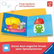 Buchcover und Innenansicht für das Buch: Mein Gucklochbuch: Erste Sachen, Pappbilderbuch für Kinder ab 6 Monaten, mit Spieleffekt