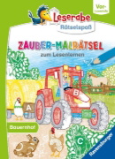 Buchcover und Innenansicht für das Buch: Leserabe Rätselspaß - Zauber-Malrätsel zum Lesenlernen: Bauernhof (Vor-Lesestufe)