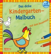 Buchcover und Innenansicht für das Buch: Ausmalbilder für Kita-Kinder: Das dicke Kindergarten-Malbuch: Auf dem Bauernhof