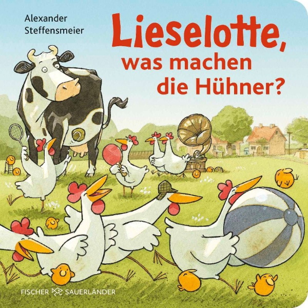 Buchcover und Innenansicht für das Buch: Lieselotte, was machen die Hühner?